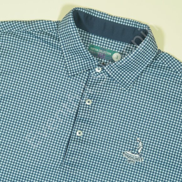 Pinehurst Tartan Collection Polo Shirt Mens XL Blue White Golf Shepherd Check - Picture 1 of 6